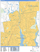 Pawtucket  Wall Map Basic Style
