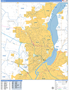 Peoria  Wall Map Basic Style