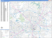 Raleigh  Wall Map Basic Style