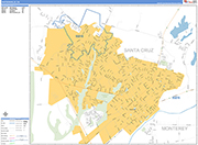 Watsonville  Wall Map Basic Style