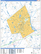 Worcester  Wall Map Basic Style