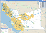 Alameda County Wall Map Basic Style