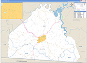 Allen County Wall Map Basic Style