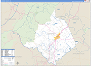 Amherst County Wall Map Basic Style
