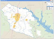 Angelina County Wall Map Basic Style