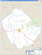 Appomattox County Wall Map Basic Style