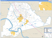 Ascension County Wall Map Basic Style