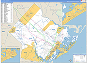 Atlantic County Wall Map Basic Style