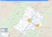 Augusta County Wall Map Basic Style
