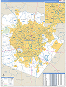 Bexar County Wall Map Basic Style