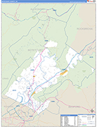 Botetourt County Wall Map Basic Style