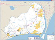 Brunswick County Wall Map Basic Style