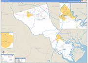 Bryan County Wall Map Basic Style