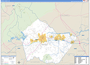 Burke County Wall Map Basic Style