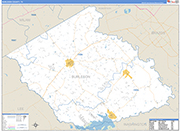 Burleson County Wall Map Basic Style