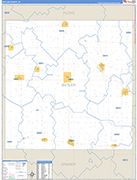 Butler County Wall Map Basic Style