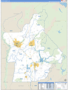 Butte County Wall Map Basic Style