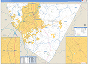 Cabarrus County Wall Map Basic Style