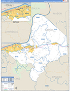 Cabell County Wall Map Basic Style