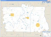 Calhoun County Wall Map Basic Style