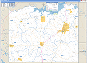 Cass County Wall Map Basic Style