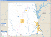 Chambers County Wall Map Basic Style