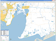 Chambers County Wall Map Basic Style