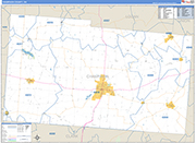 Champaign County Wall Map Basic Style