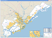 Charleston County Wall Map Basic Style