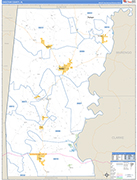 Choctaw County Wall Map Basic Style