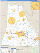Cleveland County Wall Map Basic Style