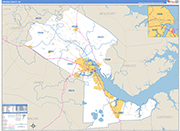 Craven County Wall Map Basic Style