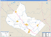 Crockett County Wall Map Basic Style