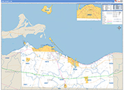 Erie County Wall Map Basic Style
