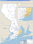 Escambia County Wall Map Basic Style