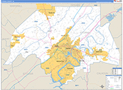 Etowah County Wall Map Basic Style