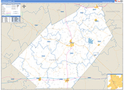 Fayette County Wall Map Basic Style