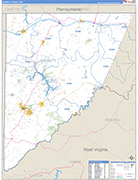 Garrett County Wall Map Basic Style