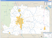 Gordon County Wall Map Basic Style