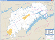 Grainger County Wall Map Basic Style