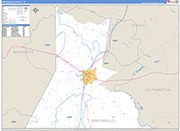 Greensville County Wall Map Basic Style