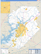 Hall County Wall Map Basic Style