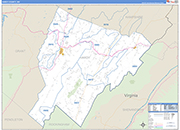 Hardy County Wall Map Basic Style