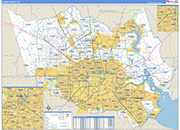 Harris County Wall Map Basic Style