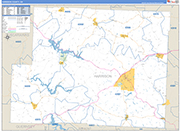 Harrison County Wall Map Basic Style