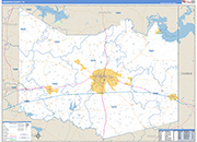 Harrison County Wall Map Basic Style