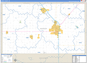 Harvey County Wall Map Basic Style
