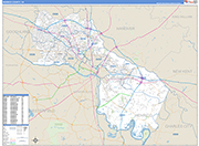 Henrico County Wall Map Basic Style