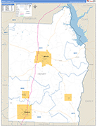 Henry County Wall Map Basic Style