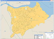 Hopewell County Wall Map Basic Style